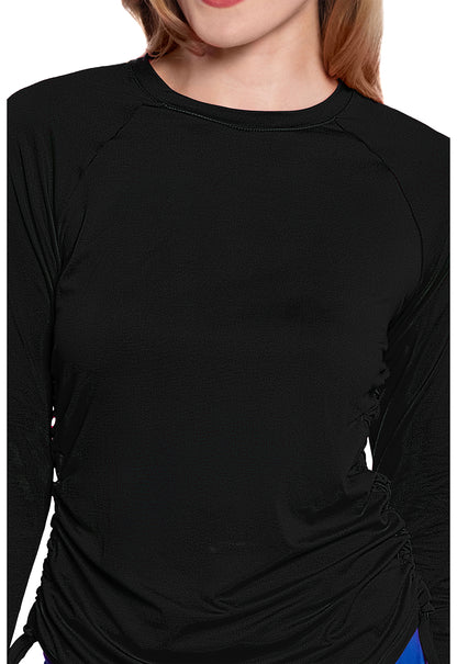 Med Couture AMP Collection Women's Long Sleeve Ruched Underscrub MC700 BLK Black