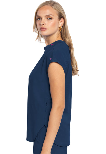 Med Couture AMP Collection Women's Round Neck Tuckable Scrub Top MC703 Navy