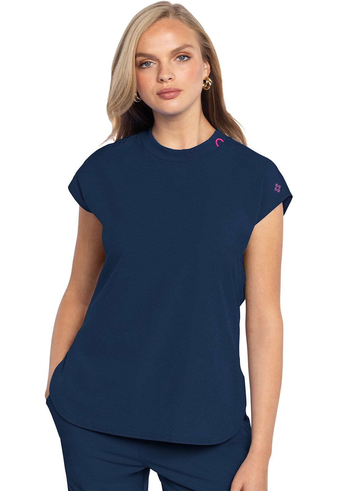 Med Couture AMP Collection Women's Round Neck Tuckable Scrub Top MC703 Navy