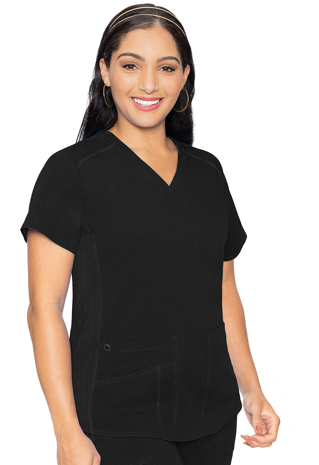 Med Couture MC Touch Women's V-Neck Shirttail Scrub Top MC7459 BLK Black