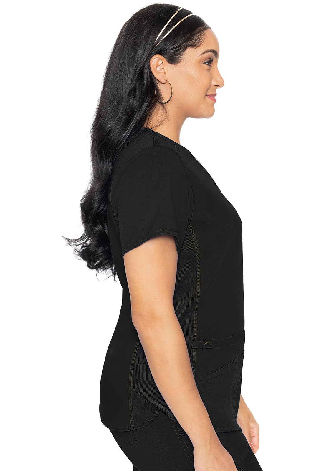 Med Couture MC Touch Women's V-Neck Shirttail Scrub Top MC7459 BLK Black