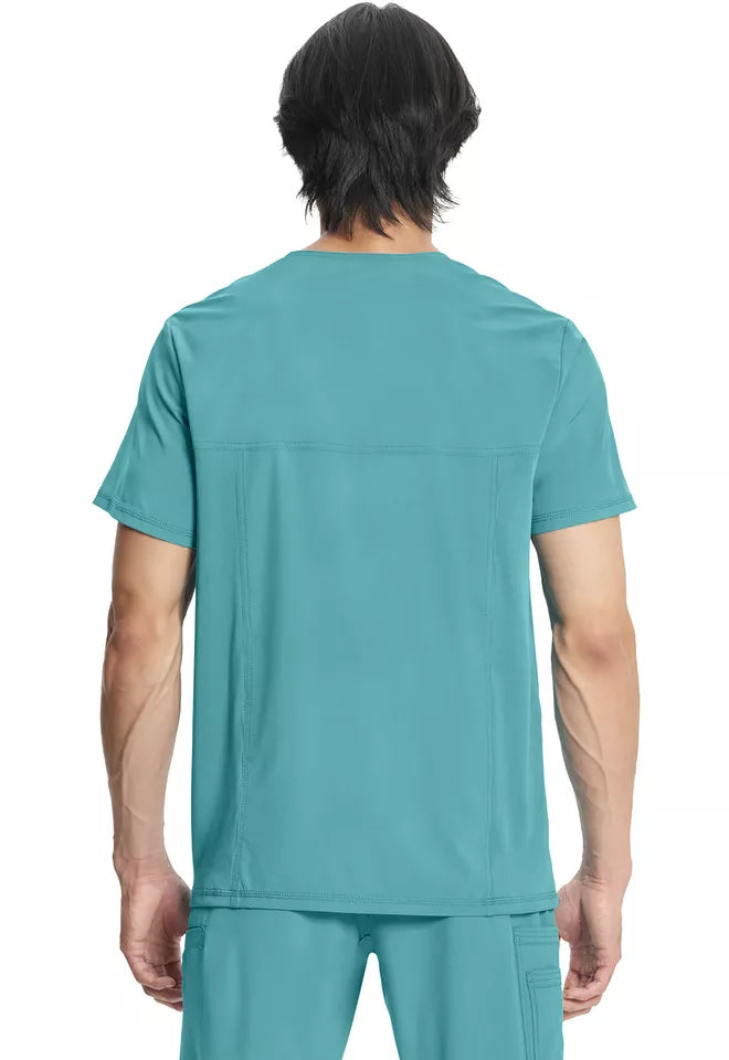 Cherokee Infinity Men's Scrub Set V-Neck 3 Pocket Top & Fly Front Straight Pant in Teal