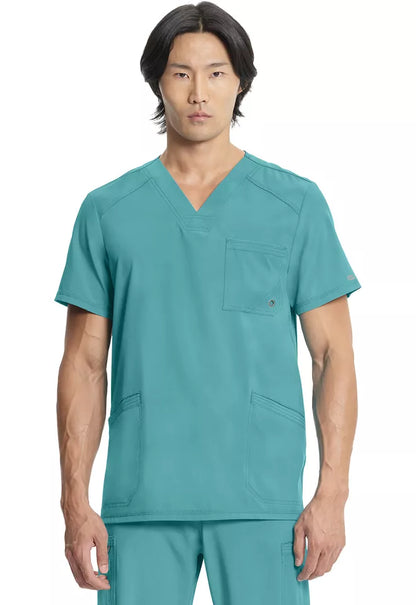 Cherokee Infinity Men's Scrub Set V-Neck 3 Pocket Top & Fly Front Straight Pant in Teal