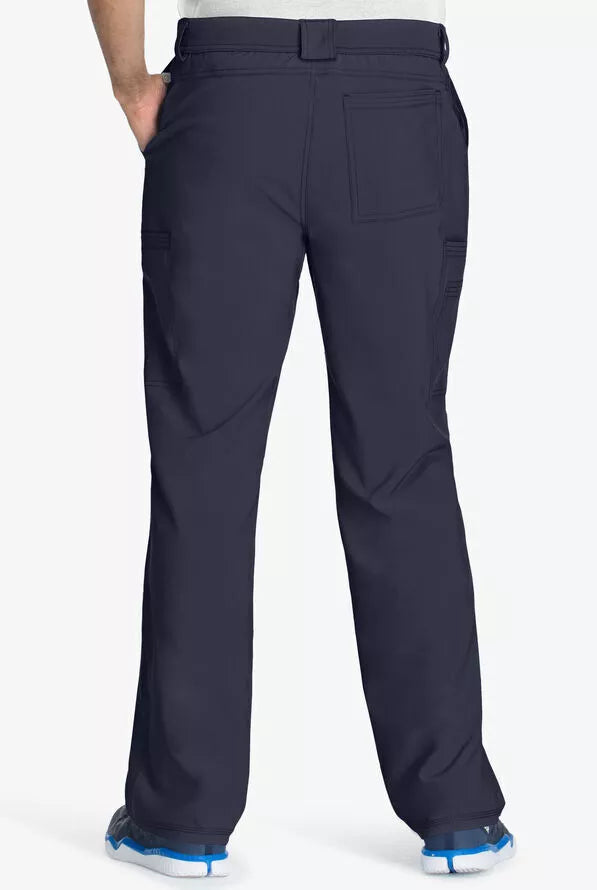 Cherokee Infinity Men's Scrub Set V-Neck 3 Pocket Top & Fly Front Straight Pant in Navy