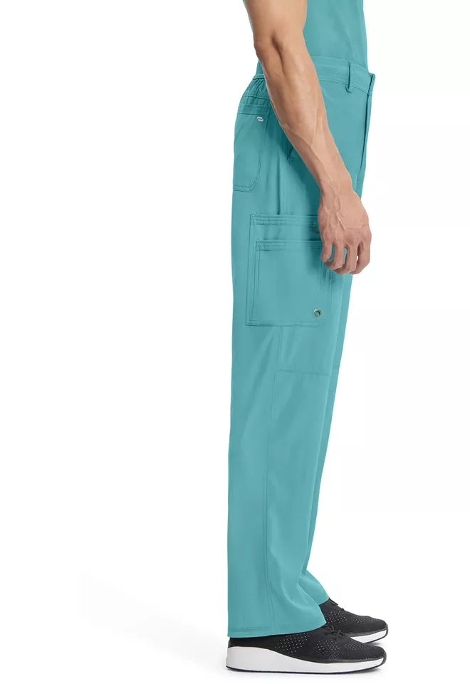 Cherokee Infinity Men's Scrub Set V-Neck 3 Pocket Top & Fly Front Straight Pant in Teal