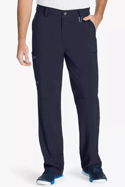 Cherokee Infinity Men's Scrub Set V-Neck 3 Pocket Top & Fly Front Straight Pant in Navy